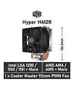 Cooler Master Hyper H412R RR-H412-20PK-R2 Air Cooler by coolermaster at Rebel Tech