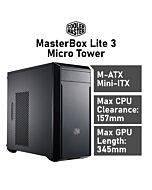 Cooler Master MasterBox Lite 3 Micro Tower MCW-L3B2-KN5N Computer Case by coolermaster at Rebel Tech