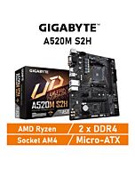 GIGABYTE A520M S2H AM4 AMD A520 Micro-ATX AMD Motherboard by gigabyte at Rebel Tech