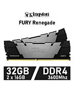 Kingston FURY Renegade 32GB Kit DDR4-3600 CL16 1.35v KF436C16RB1K2/32 Desktop Memory by kingston at Rebel Tech