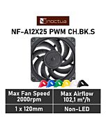 Noctua NF-A12x25 PWM chromax.black.swap 120mm PWM NF-A12X25 PWM CH.BK.S Case Fan by noctua at Rebel Tech