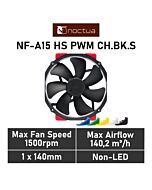 Noctua NF-A15 HS-PWM chromax.black.swap 140mm PWM NF-A15 HS PWM CH.BK.S Case Fan by noctua at Rebel Tech