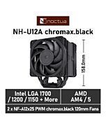 Noctua U12A chromax.black NH-U12A CH.BK Air Cooler by noctua at Rebel Tech