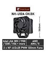 Noctua U12A chromax.black NH-U12A CH.BK Air Cooler by noctua at Rebel Tech