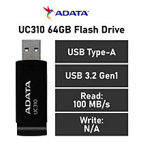 ADATA UC310 64GB USB-A UC310-64G-RBK Flash Drive by adata at Rebel Tech