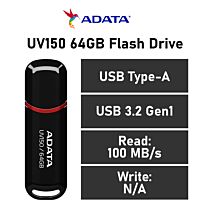 ADATA UV150 64GB USB-A AUV150-64G-RBK Flash Drive by adata at Rebel Tech