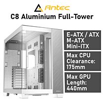 Antec C8 Aluminium E-ATX Dual Chamber Full-Tower White Computer Case by antec at Rebel Tech