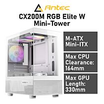 Antec CX200M RGB Elite CX200M-ELITE-W Mini-Tower White Computer Case by antec at Rebel Tech