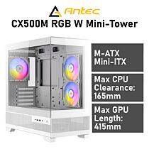 Antec CX500M W RGB Mini-Tower White Computer Case by antec at Rebel Tech