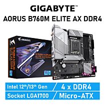 GIGABYTE B760M AORUS ELITE AX DDR4 LGA1700 Intel B760 Micro-ATX Intel Motherboard by gigabyte at Rebel Tech