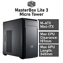 Cooler Master MasterBox Lite 3 Micro Tower MCW-L3B2-KN5N Computer Case by coolermaster at Rebel Tech