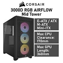 CORSAIR 3000D RGB AIRFLOW Mid Tower CC-9011255 Black Computer Case by corsair at Rebel Tech