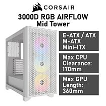 CORSAIR 3000D RGB AIRFLOW Mid Tower CC-9011256 White Computer Case
