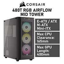 CORSAIR 480T RGB Airflow Tempered Glass Mid Tower CC-9011272 Computer Case