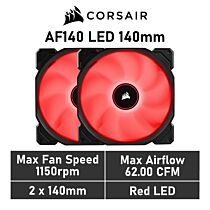 CORSAIR AF140 LED 140mm CO-9050089 Case Fans - 2 Fan Pack by corsair at Rebel Tech