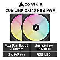 CORSAIR iCUE LINK QX140 RGB 140mm PWM CO-9051004 Case Fans - 2 Pack by corsair at Rebel Tech