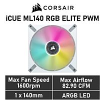 CORSAIR iCUE ML140 RGB ELITE 140mm PWM CO-9050118 Case Fan by corsair at Rebel Tech