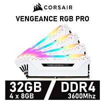 CORSAIR VENGEANCE RGB PRO 32GB Kit DDR4-3600 CL18 1.35v CMW32GX4M4C3600C18W Desktop Memory by corsair at Rebel Tech
