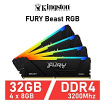 Kingston FURY Beast RGB 32GB Kit DDR4-3200 CL16 1.35v KF432C16BBAK4/32 Desktop Memory by kingston at Rebel Tech