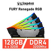 Kingston FURY Renegade RGB 128GB Kit DDR4-3200 CL16 1.35v KF432C16RBAK4/128 Desktop Memory by kingston at Rebel Tech