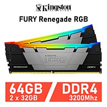 Kingston FURY Renegade RGB 64GB Kit DDR4-3200 CL16 1.35v KF432C16RBAK2/64 Desktop Memory by kingston at Rebel Tech