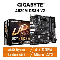 GIGABYTE A520M DS3H V2 AM4 AMD A520 Micro-ATX AMD Motherboard