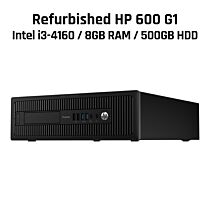 HP 600 G1 Intel Core i3-4160 / 8GB RAM / 500GB HDD / Windows 10 Pro SFF Refurbished Office PC  by hp at Rebel Tech