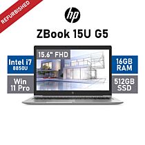 HP ZBook 15U G5 15.6" Intel Core i7-8850U/ 16GB RAM / 512GB SSD / AMD Radeon WX3100 2GB / Windows 11 Pro / A-Grade Refurbished Laptop by hp at Rebel Tech