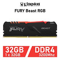 Kingston FURY Beast RGB 32GB DDR4-3200 CL16 1.35v KF432C16BBA/32 Desktop Memory by kingston at Rebel Tech