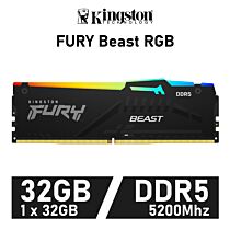 Kingston FURY Beast RGB 32GB DDR5-5200 CL36 1.25v KF552C36BBEA-32 Desktop Memory by kingston at Rebel Tech