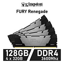 Kingston FURY Renegade 128GB Kit DDR4-3600 CL18 1.35v KF436C18RBK4/128 Desktop Memory by kingston at Rebel Tech