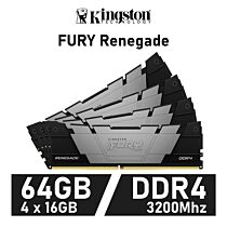 Kingston FURY Renegade 64GB Kit DDR4-3200 CL16 1.35v KF432C16RB1K4/64 Desktop Memory by kingston at Rebel Tech