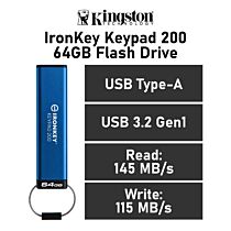 Kingston IronKey Keypad 200 64GB USB-A IKKP200/64GB Flash Drive by kingston at Rebel Tech