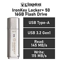 Kingston IronKey Locker+ 50 16GB USB-A IKLP50/16GB Flash Drive by kingston at Rebel Tech