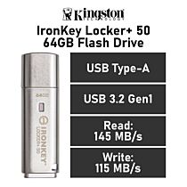 Kingston IronKey Locker+ 50 64GB USB-A IKLP50/64GB Flash Drive by kingston at Rebel Tech