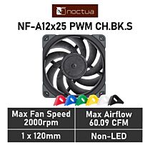 Noctua NF-A12x25 PWM chromax.black.swap 120mm PWM NF-A12X25 PWM CH.BK.S Case Fan by noctua at Rebel Tech