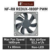 Noctua NF-R8 redux-1800 PWM 80mm PWM NF-R8 REDUX-1800P Case Fan by noctua at Rebel Tech