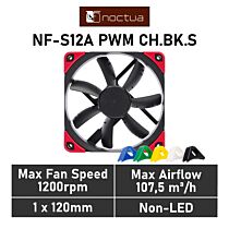 Noctua NF-S12A PWM chromax.black.swap 120mm PWM NF-S12A PWM CH.BK.S Case Fan by noctua at Rebel Tech