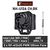 Noctua U12A chromax.black NH-U12A CH.BK Air Cooler by noctua at Rebel Tech