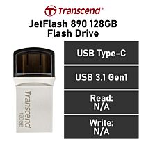 Transcend JetFlash 890 128GB USB-C TS128GJF890S Flash Drive by transcend at Rebel Tech