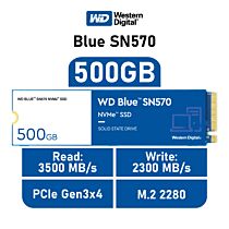 Western Digital Blue SN570 500GB PCIe Gen3x4 WDS500G3B0C M.2 2280 Solid State Drive by westerndigital at Rebel Tech