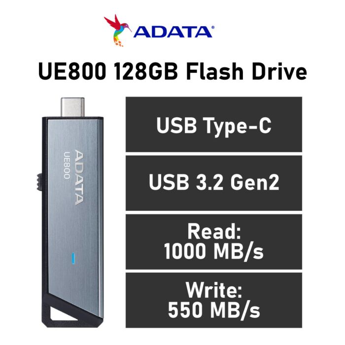 ADATA UE800 128GB USB-C AELI-UE800-128G-CSG Flash Drive by adata at Rebel Tech