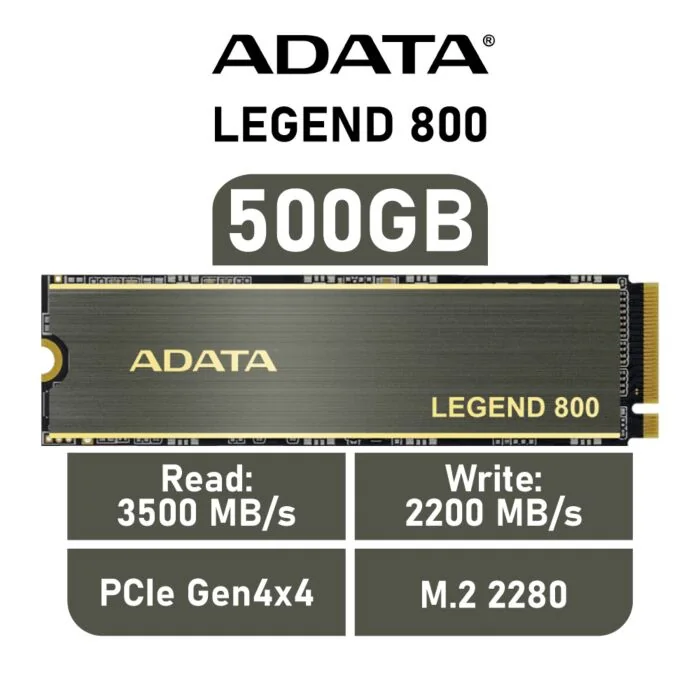 ADATA LEGEND 800 500GB PCIe Gen4x4 ALEG-800-500GCS M.2 2280 Solid