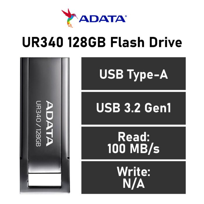 ADATA UR340 128GB USB-A AROY-UR340-128GBK Flash Drive by adata at Rebel Tech