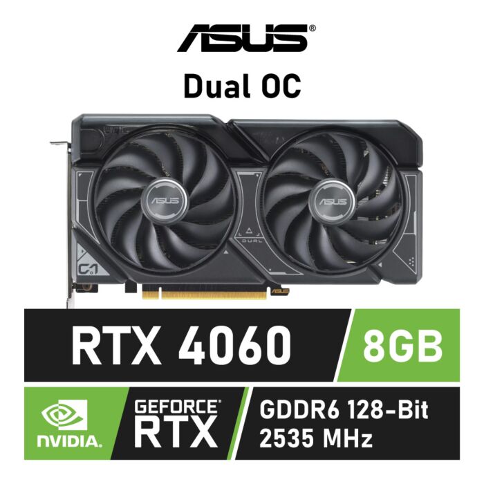 ASUS Dual GeForce RTX 4060 OC Edition 8GB GDDR6 90YV0JC0-M0NA00 Graphics Card  by asus at Rebel Tech