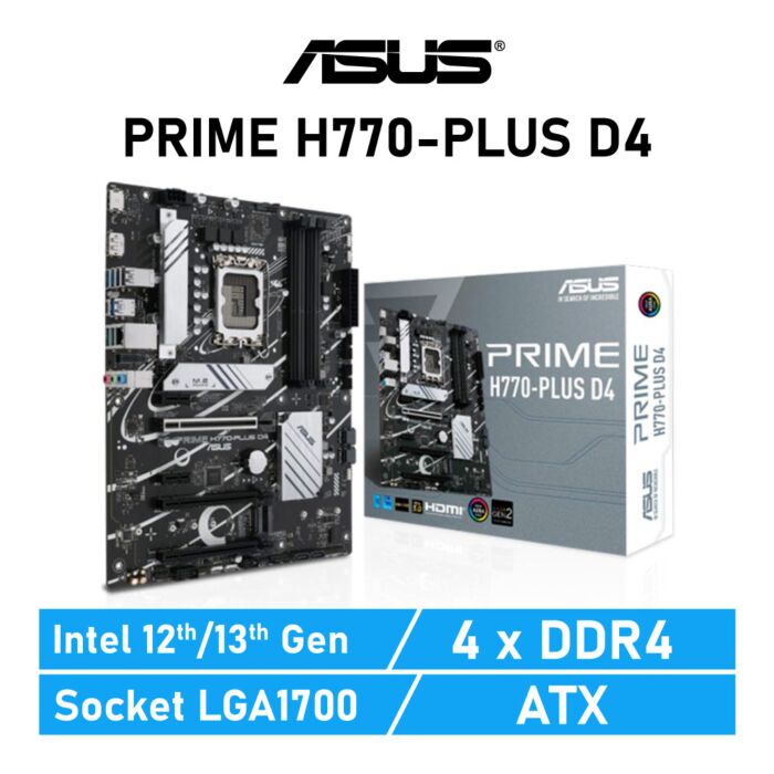 ASUS PRIME H770-PLUS D4 LGA1700 Intel H770 ATX Intel Motherboard by asus at Rebel Tech