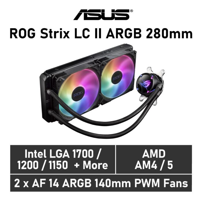 ASUS ROG Strix LC II ARGB 280mm 90RC00C1-M0UAY0 Liquid Cooler by asus at Rebel Tech