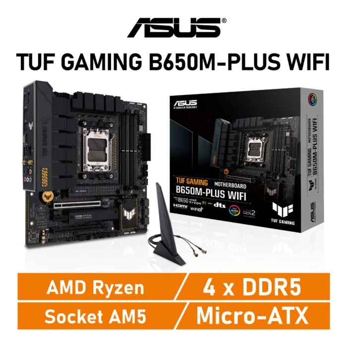 ASUS TUF GAMING B650M-PLUS WIFI AM5 AMD B650 Micro-ATX AMD Motherboard by asus at Rebel Tech
