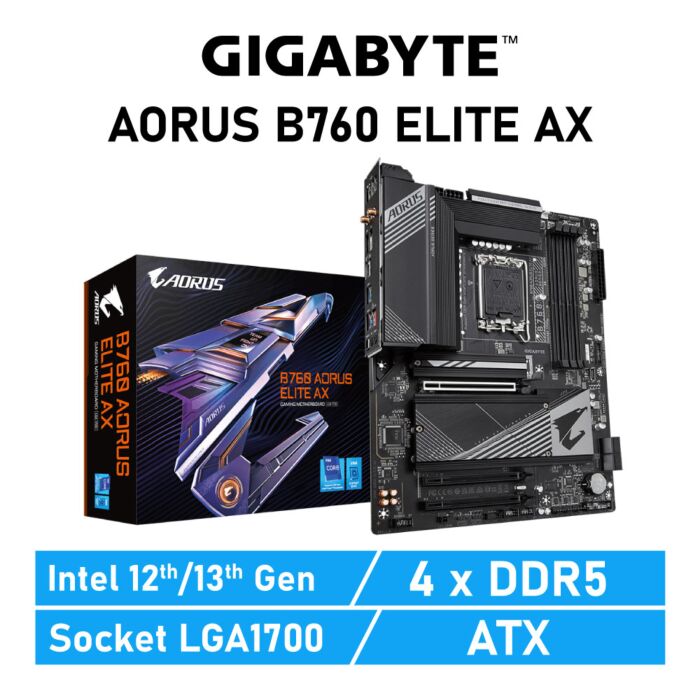 GIGABYTE B760 AORUS ELITE AX LGA1700 Intel B760 ATX Intel Motherboard by gigabyte at Rebel Tech