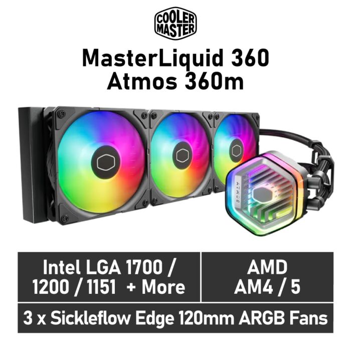 Cooler Master MasterLiquid 360 Atmos 360mm MLX-D36M-A25PZ-RW Liquid Cooler by coolermaster at Rebel Tech